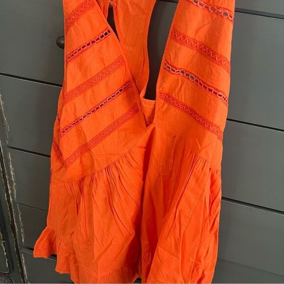 New Anthropologie V-Neck Back-Cutout Mini Dress - Large, Red Orange - Picture 5 of 11